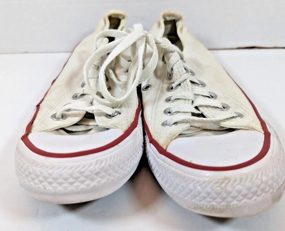 Converse Chuck Taylor All Star Low Optical White With Red and Blue Trim Size 6.5